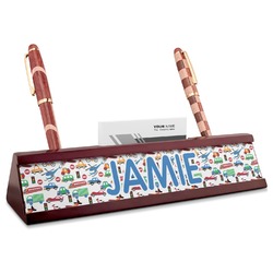 Transportation Red Mahogany Nameplate with Business Card Holder (Personalized)
