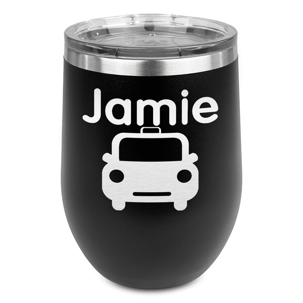 Custom Transportation Stemless Stainless Steel Wine Tumbler - Black - Double Sided (Personalized)