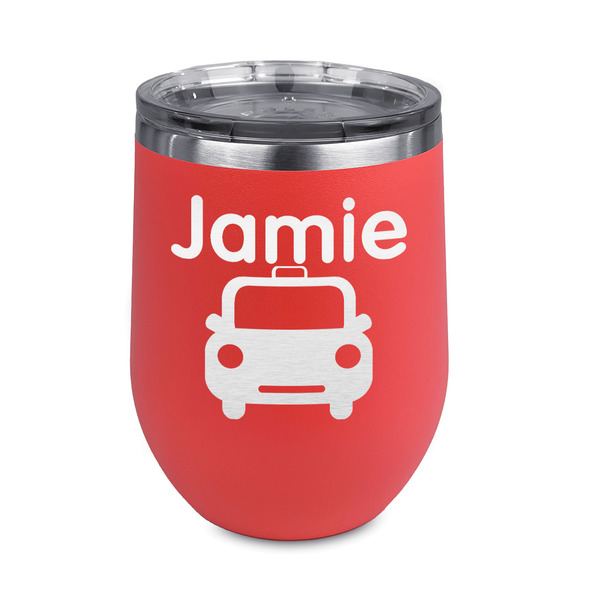 Custom Transportation Stemless Stainless Steel Wine Tumbler - Coral - Double Sided (Personalized)