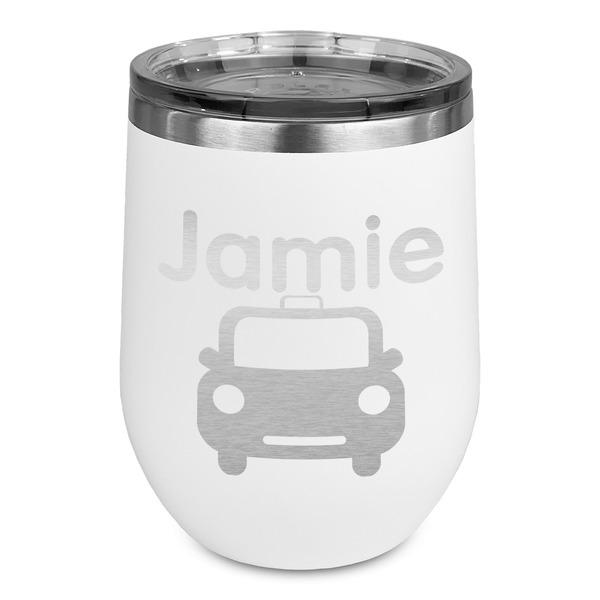 Custom Transportation Stemless Stainless Steel Wine Tumbler - White - Single Sided (Personalized)