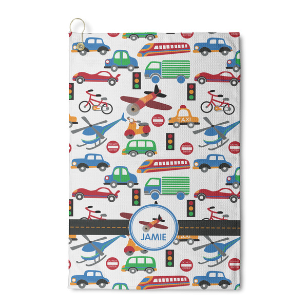 Custom Transportation Waffle Weave Golf Towel (Personalized)