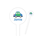 Transportation 4" Round Plastic Food Picks - White - Single Sided (Personalized)