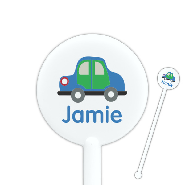 Custom Transportation 5.5" Round Plastic Stir Sticks - White - Double Sided (Personalized)