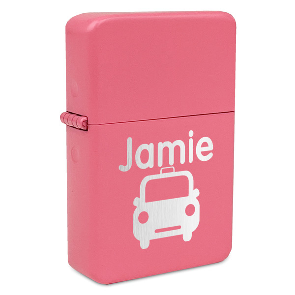 Custom Transportation Windproof Lighter - Pink - Double Sided & Lid Engraved (Personalized)