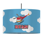 Helicopter 12" Drum Pendant Lamp - Fabric (Personalized)