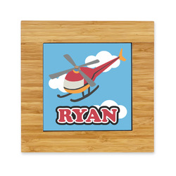 Helicopter Bamboo Trivet with Ceramic Tile Insert (Personalized)