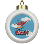 Helicopter Ceramic Ball Ornament (Personalized)