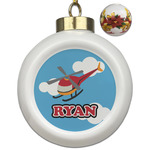 Helicopter Ceramic Ball Ornaments - Poinsettia Garland (Personalized)