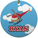 Helicopter Round Ceramic Ornament w/ Name or Text