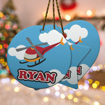 Helicopter Ceramic Ornament w/ Name or Text