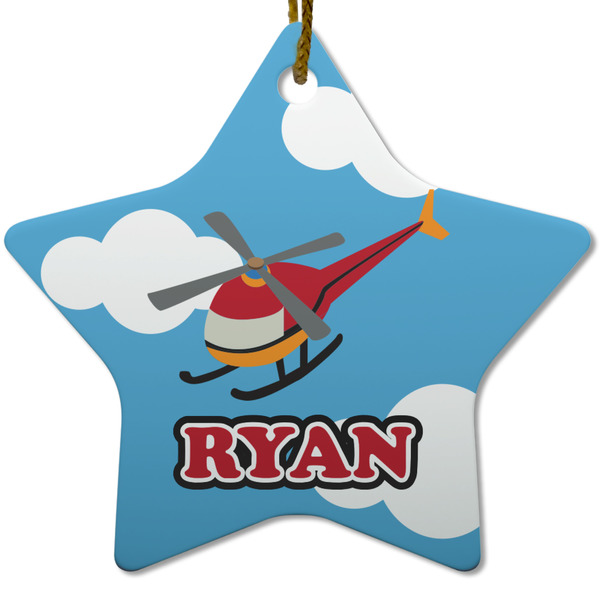 Custom Helicopter Star Ceramic Ornament w/ Name or Text