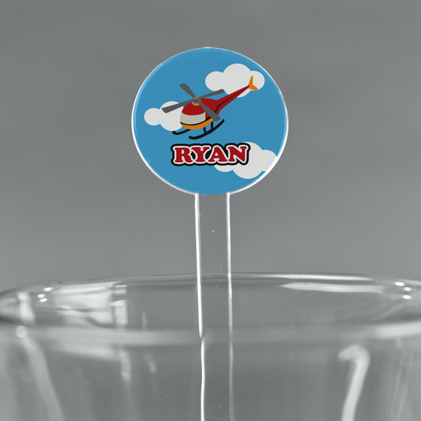 Custom Helicopter 7" Round Plastic Stir Sticks - Clear (Personalized)