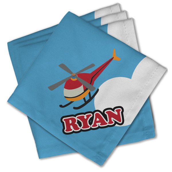 Custom Helicopter Cloth Cocktail Napkins - Set of 4 w/ Name or Text