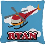 Helicopter Faux-Linen Throw Pillow (Personalized)