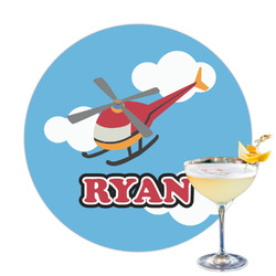 Helicopter Printed Drink Topper - 3.25" (Personalized)