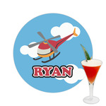 Helicopter Printed Drink Topper -  2.5" (Personalized)