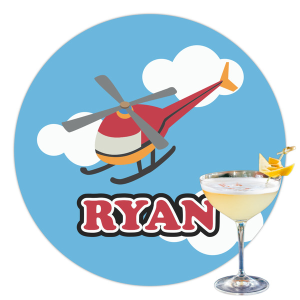 Custom Helicopter Printed Drink Topper - 3.5" (Personalized)