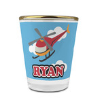 Helicopter Glass Shot Glass - 1.5 oz - with Gold Rim - Single (Personalized)