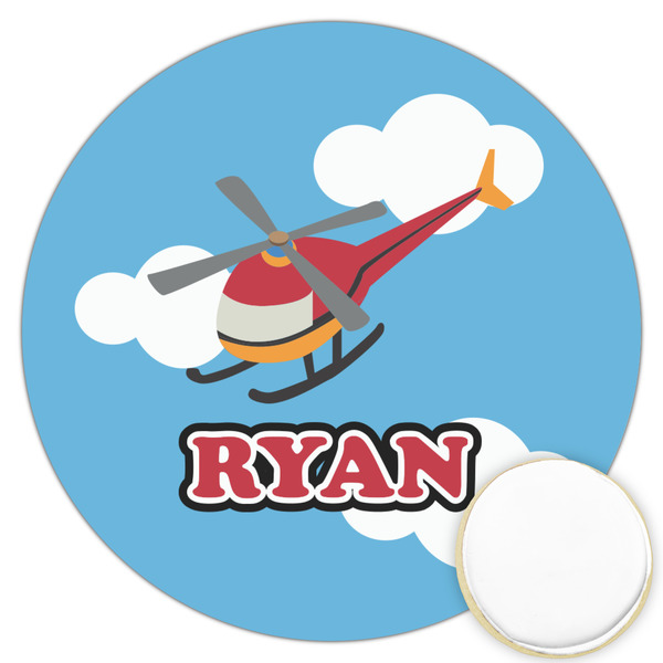 Custom Helicopter Printed Cookie Topper - 3.25" (Personalized)