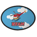 Helicopter Iron On Oval Patch w/ Name or Text