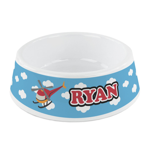 Custom Helicopter Plastic Dog Bowl - Small (Personalized)