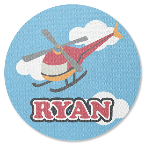 Custom Helicopter Round Rubber Backed Coaster (Personalized)