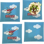 Helicopter Set of 4 Glass Square Lunch / Dinner Plate 9.5" (Personalized)