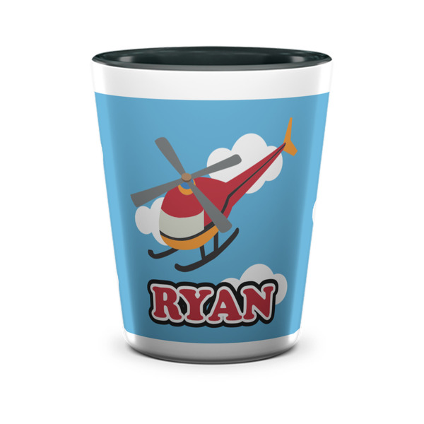 Custom Helicopter Ceramic Shot Glass - 1.5 oz - Two Tone - Single (Personalized)