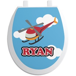 Helicopter Toilet Seat Decal - Round (Personalized)