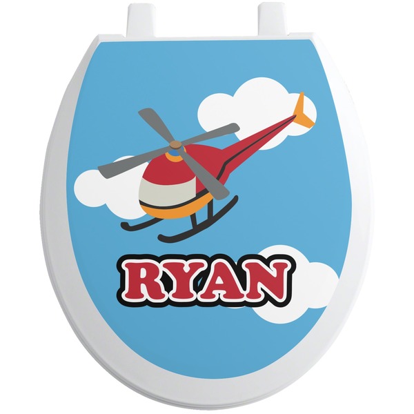 Custom Helicopter Toilet Seat Decal - Round (Personalized)