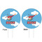 Helicopter White Plastic 6" Food Pick - Round - Double Sided - Front & Back