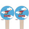 Helicopter Wooden 4" Food Pick - Round - Double Sided - Front & Back