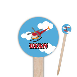 Helicopter 6" Round Wooden Food Picks - Double Sided (Personalized)