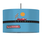 Race Car 12" Drum Pendant Lamp - Fabric (Personalized)