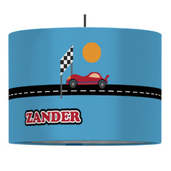 Race Car 16" Drum Pendant Lamp - Fabric (Personalized)