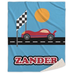 Race Car Sherpa Throw Blanket - 60"x80" (Personalized)