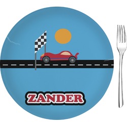 Race Car Glass Appetizer / Dessert Plate 8" (Personalized)
