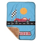 Race Car Sherpa Baby Blanket - 30" x 40" w/ Name or Text