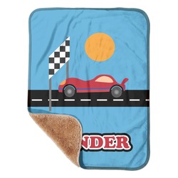 Race Car Sherpa Baby Blanket - 30" x 40" w/ Name or Text