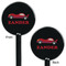 Race Car Black Plastic 5.5" Stir Stick - Double Sided - Round - Front & Back