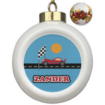 Race Car Ceramic Ball Ornaments - Poinsettia Garland (Personalized)