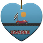 Race Car Heart Ceramic Ornament w/ Name or Text