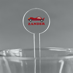 Race Car 7" Round Plastic Stir Sticks - Clear (Personalized)