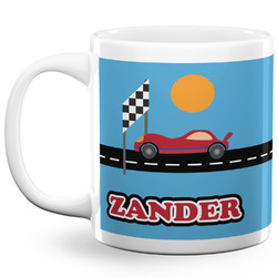 Race Car 20 Oz Coffee Mug - White (Personalized)