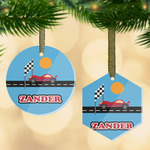 Race Car Flat Glass Ornament w/ Name or Text