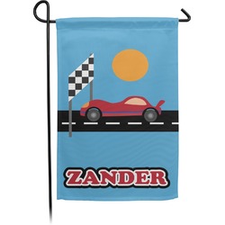 Race Car Small Garden Flag - Double Sided w/ Name or Text