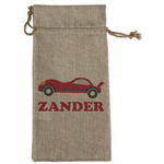 Race Car Large Burlap Gift Bag - Front (Personalized)