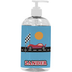 Race Car Plastic Soap / Lotion Dispenser (16 oz - Large - White) (Personalized)