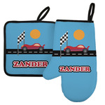 Race Car Left Oven Mitt & Pot Holder Set w/ Name or Text