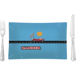 Race Car Glass Rectangular Lunch / Dinner Plate (Personalized)